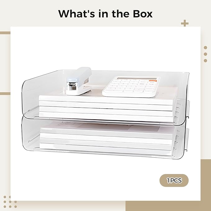 Varku Paper Tray Organizer Clear Acrylic Desk Organizers,2-Tier Desktop Organizer,Transparent Acrylic Office Supplies Holder,Ideal for Office or Home Use,Organize Files,Books,and Small Items