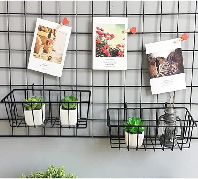 3 Pack Wire Baskets,Wall Grid Panel Hanging Wire Basket,Wall Storage and Display Basket for Cabinet & Pantry Organization and Kitchen,Bathroom,Bedroom Storage