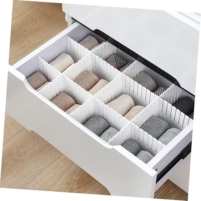 12pcs Adjustable Plastic Drawer Dividers Versatile Sub Organizers for Socks Underwear and Towels Easy Storage for