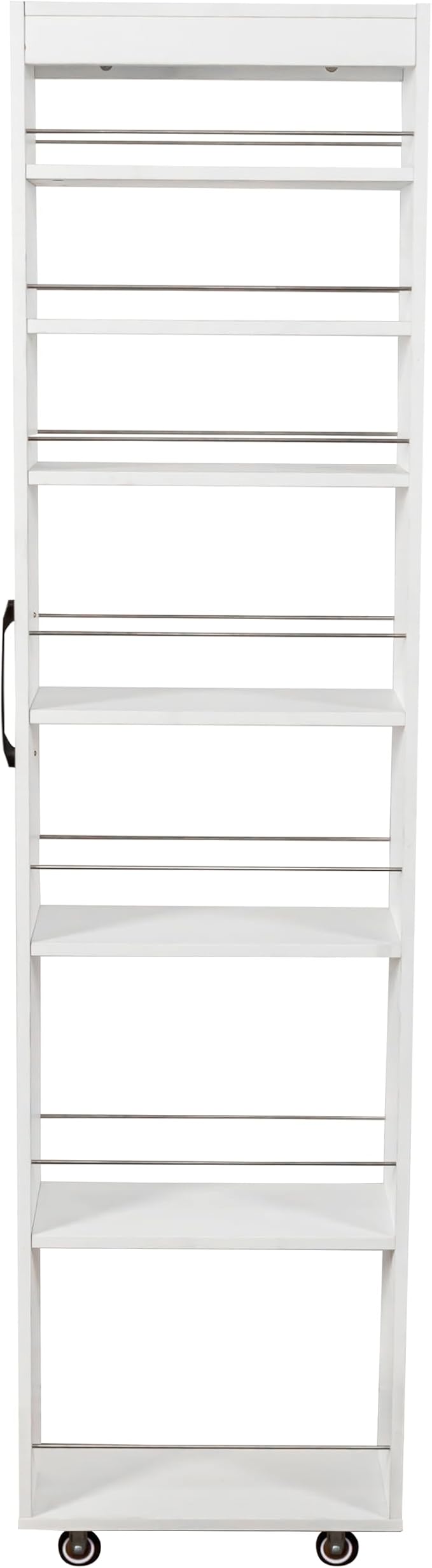 7-Tier Slim Mobile Shelving Cart with Wheels, Rolling Pantry with 7 Racks, Narrow Pull-Out Utility Cart, Space Saving Storage Organizer Carts for Kitchen Living Room Bathroom Narrow Spaces, White