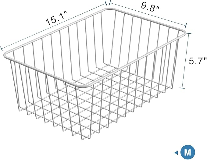 iSPECLE Freezer Organizer Bins - 4 Pack Medium Upright Baskets for 14 to 15.5 cu.ft Stand Up Freezer, Easily Sort and Get Food, Air Circulation Stops Food Sliding Out, White
