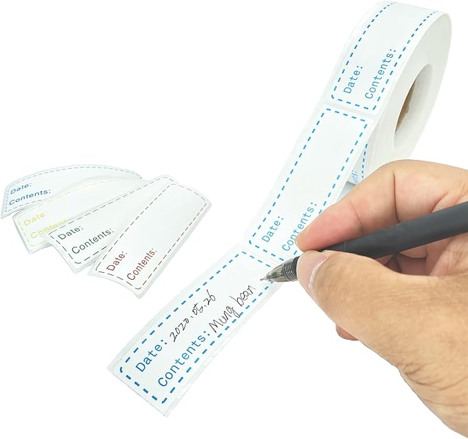 600pcs 1 x 3 Inch Removable Storage Stickers,Self-Adhesive Food Freezer Date Labels-Waterproof Oil-Resistant Easy Clean Leaves no Residue Perfect for Kitchen Containers,Blue Labels