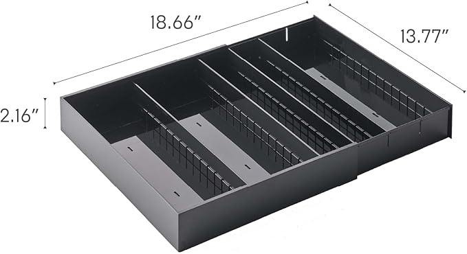 YAMAZAKI Home Tower Expandable Cutlery Kitchen Angled Utensils Storage Silverware Organizer Compact Drawer Insert Tray - Abs Plastic
