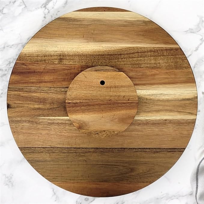 Engraved Family Name Script Personalized Lazy Susan, 16" Rotating Tray Brown