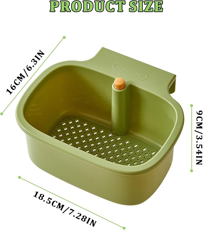 Kitchen Sink Drain Strainer Basket - Hanging Sink Drain Basket with One-Touch Drain Mesh, Kitchen Sink Food Catcher Basket Storage Organizer (Green)