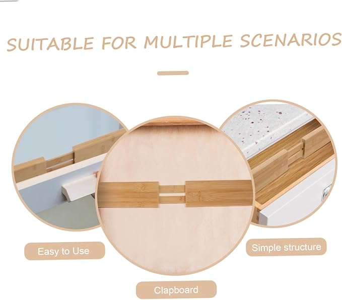 CHILDWEET Bamboo Drawer Dividers Retractable Separator Home Organization Expandable Drawer Partition
