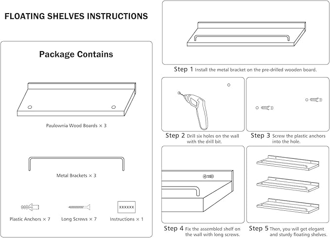 Small Floating Shelf, 6 X 9 Inches Farmhouse Wall Shelves for Living Room, Bedroom, Picture Frames, Plants, Kitchen, Set of 3 (Brown)
