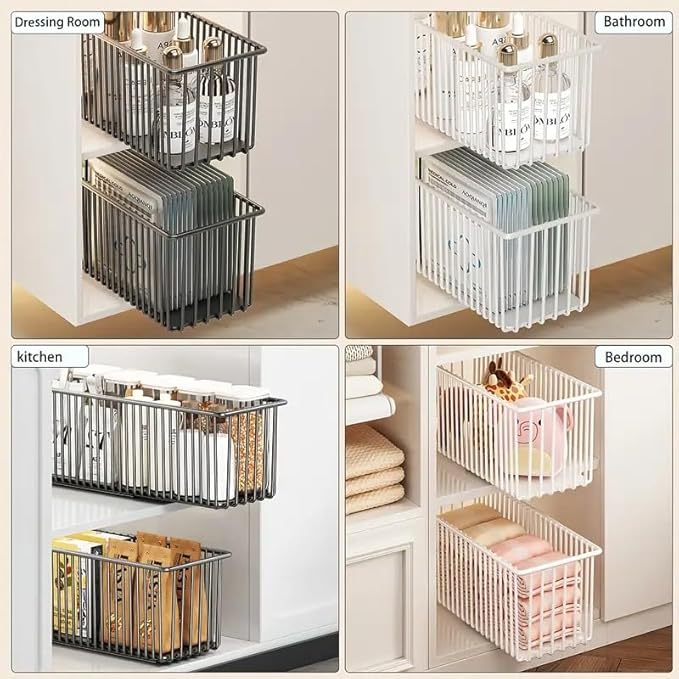 AmoiChic Under Sink Organizer, 2 Pack Pull Out Cabinet Organizer Slide Out Sink Shelf Cabinet Storage Shelves, Storage for Kitchen Bathroom, Black