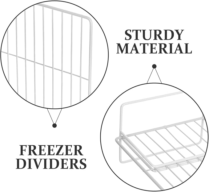 2 Pcs Adjustable Freezer Divider Shelves - 12 Inch Wire Shelf Organizer for Freezer and Refrigerator for Deep Refrigerator Storage