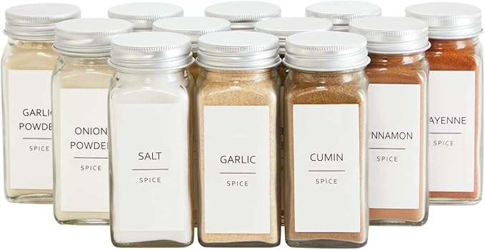 Talented Kitchen Spice Jar Labels - Minimalist Waterproof Kitchen Organization - Preprinted Spice Labels - Kitchen Pantry Organization Stickers - 140 Pack, 2.75 x 1.25 in, Black on White