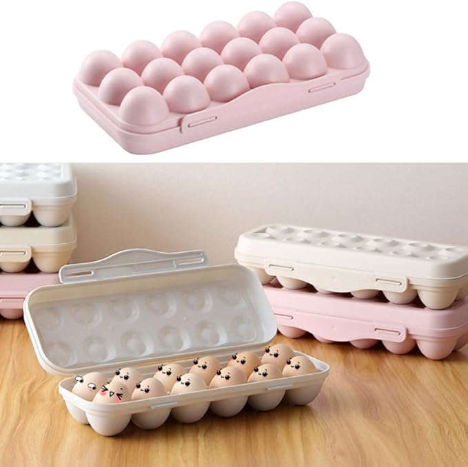 Cabilock Stackable Egg Holder Container with Lid for Refrigerator 36 Egg Capacity Plastic Storage Box Kitchen Organizer for Home and Travel