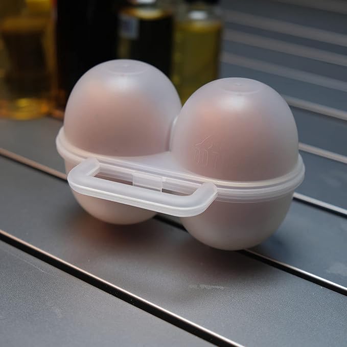 RoseFlower 2 Girds Egg Holder Container, Plastic Egg Storage Box Leakproof Shockproof Protection, Portable Egg Tray Carriage Dispenser for Camping Picnic Travel Kitchen Refrigerator Outdoor, Clear