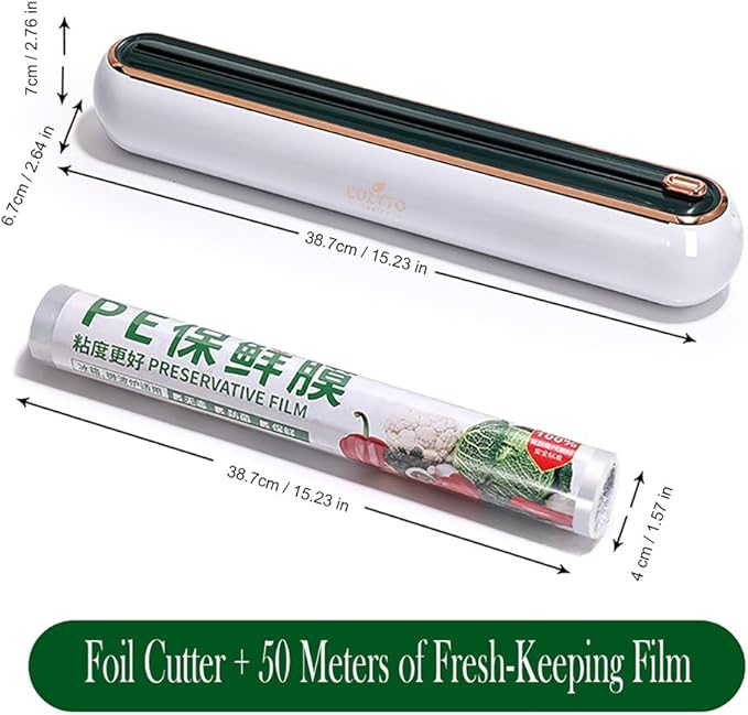 EasyCutter- The Premium Effortless Cling Film Dispenser for Every Kitchen by COZYTO (Grand Green)