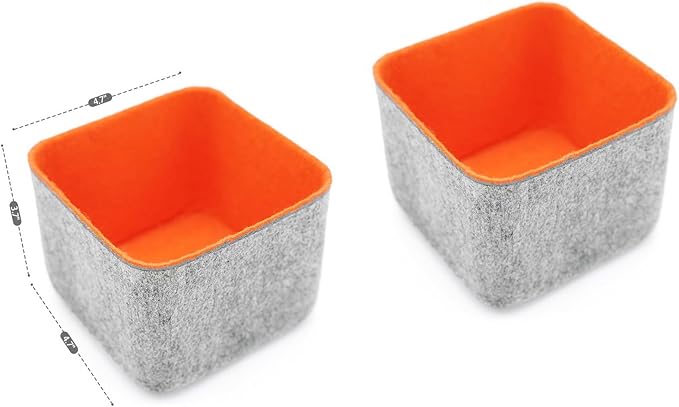 Welaxy 2-piece Storage bins Set Office Drawer Organizers for School Dorm Home Kitchen bathroom bedroom Closet Cabinet Desk organize boxes Junk Organizing Fall room decor (Orange)