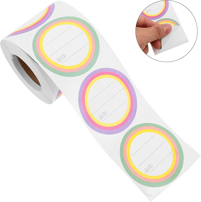 KALLORY Removable Writable 2-Inch Round Blank Labels for Glass Jars, Waterproof Canning and Condiment Jar Stickers, 500pcs Roll for Food Storage and Freezer Organization