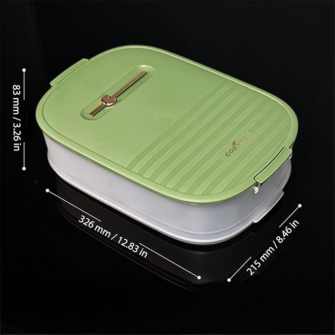 COZYTO Premium EggNest 2-Layer Egg Holder for Refrigerator – Stackable Egg Storage Tray with Sliding Date Dial Lid | Holds 44 Eggs | BPA-Free, Durable & Space-Saving (Green Lid & Transparent Box)