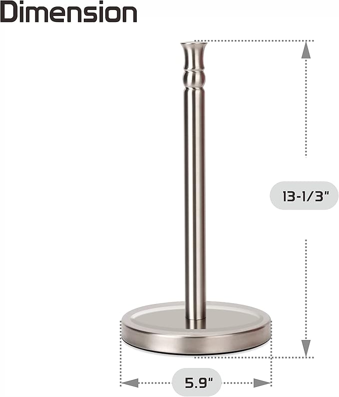 Paper Towel Holder Countertop, One-Handed Ripping Paper Towel Roll Holder Freestanding, Heavy Base Rust-Proof, One Hand Pull and Tear, NOT Tip Over