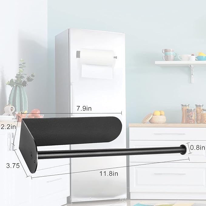 Kitchen Magnetic Stainless Steel Paper Towel Holder for Refrigerator, Grill, Toolbox (Magnetic-30cm-Black-B)