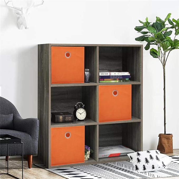 Orange Cube Storage Bins 11x11x11 Decorative Storage Cubes Boxes Foldable Organizer Storage Baskets Fabric Cubbies Drawers Collapsible Cubes Inserts Storage for Closet Organizer Shelves ,QY-SC20-6