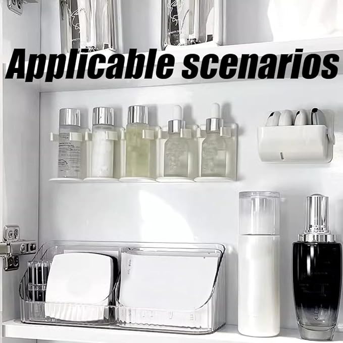 Spice Clips with Bottom Support, Spice Organization for Cabinet, Adhesive Spice Racks,Cosmetics Bottles Clips, Spice Gripper Clips for Wall Cabinet Door, Single Detachable, Holds 10 Jars