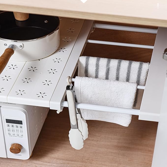 Expandable Closet Shelves Organizers, Heavy Duty Adjustable Wardrobe Tension Shelf Rod DIY Cabinet Holders Storage Rack Divider Separator for Kitchen Bathroom Bedroom Garage