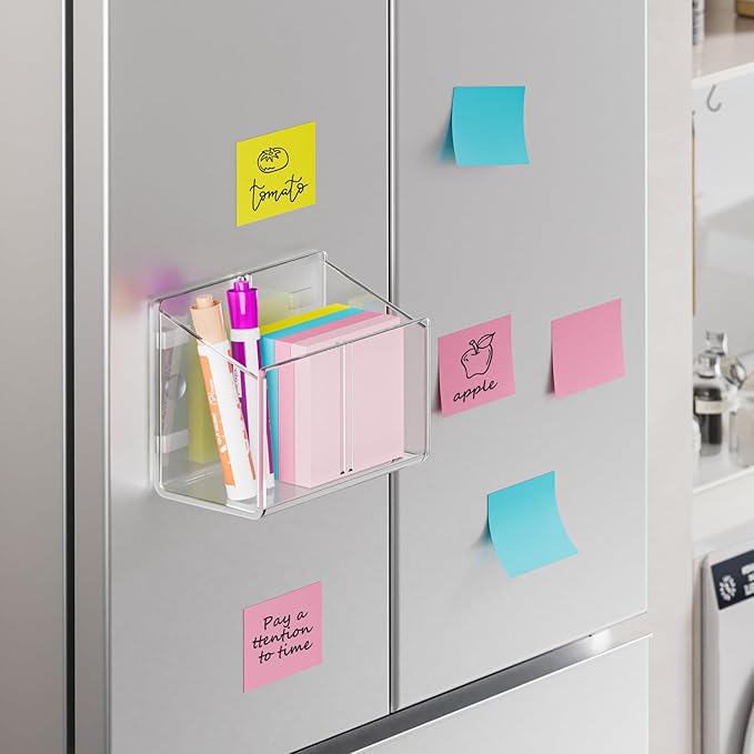 MaxGear Magnetic Dry Erase Marker Holder, 2 Compartments Clear Acrylic Pen & Marker Organizer with Strong Magnet for Whiteboard, Fridge & Locker, Holds 9-18 Markers/4 Erasers