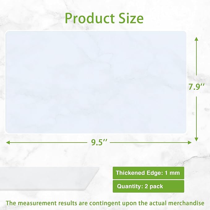 Small Translucent Silicone Mats: 7.9”x9.5” Clear Non-Slip Countertop Protector Liner - Heat Resistant Non-Stick Baking Mat 2/Pack