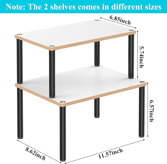Kitchen Cabinet Organizer Shelf Shelves, Stackable Spice Rack for Countertops, Bathroom Storage, 2 Sets