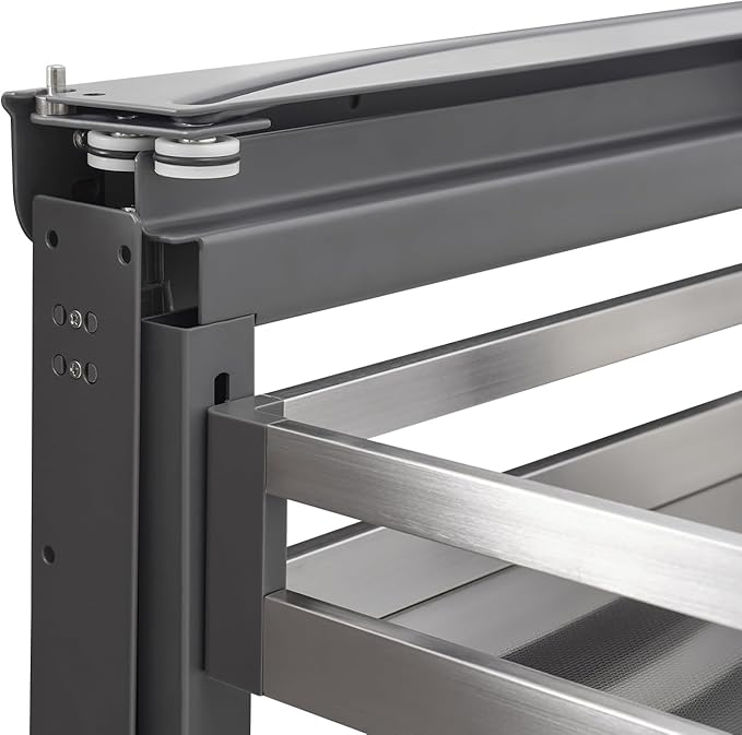 Blind Corner Cabinet Pull Out Organizer - 4-Basket Hidden Corner Storage with 115° Opening, Stainless Steel & Iron Construction, 15.43LBS Load-Bearing for Kitchen Cabinets (Silver/Black)