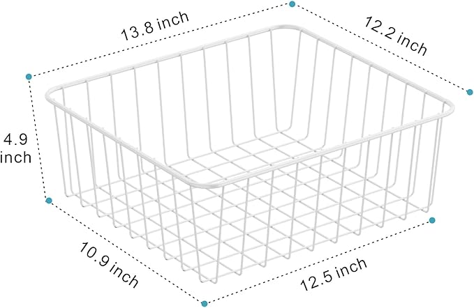 iSPECLE Upright Freezer Organizer Bins - 5 Pack Small Freezer Baskets for 5 / 6 / 6.5 / 6.8 / 7 cu.ft Upright Freezer Easy Get, Food No More Slide off, Allow Air Circulation for Quick Freezing, White