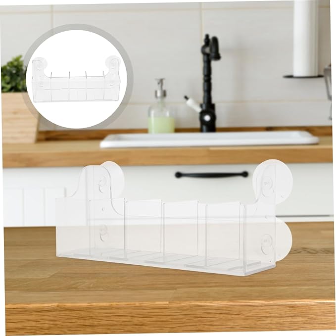 Cabilock Suction Cup Fridge Organizer with Adjustable Dividers 5-Compartment Drink Holder Shelf for Refrigerator Door Storage Space-Saving Kitchen Beverage Rack