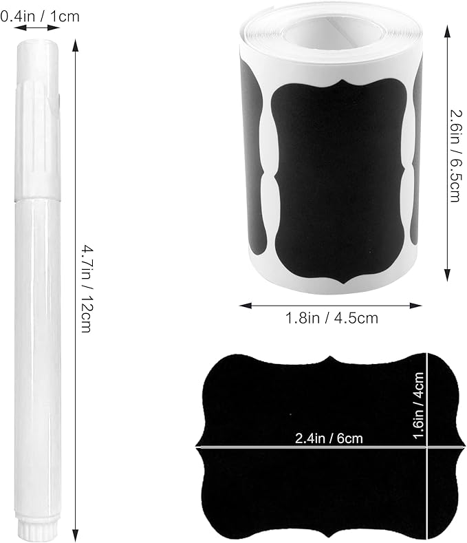 MUWOOB Chalkboard Labels, 120 Pcs Black Reusable Waterproof Labels Stickers, Kitchen Pantry Sticker for Containers, Mason Jars, Condiments, Food Storage (Wavy)