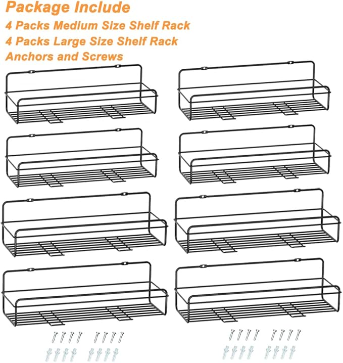 Spice Rack Organizer Hanging Spice Shelf Storage Rack Holder Seasoning Organizer Extra Storage for Kitchen Pantry Cabinet Cupboard Door Wall Mount,8 Packs