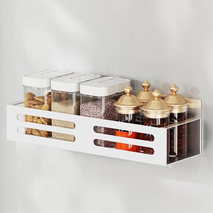 Roysili Magnetic Spice Rack for Refrigerator, Metal Spice Rack Organizer, Magnetic Shelf for Fridge 4Pack White