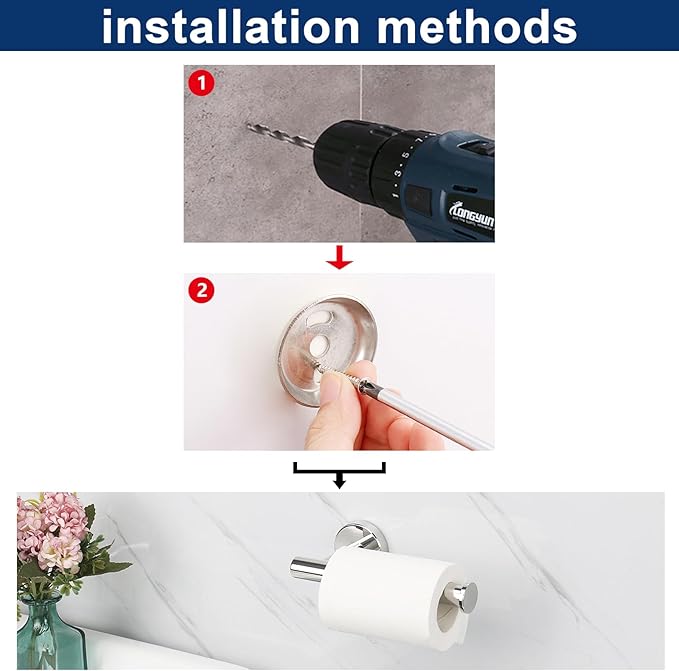 NearMoon Bathroom Toilet Paper Holder, Premium SUS304 Stainless Steel Rustproof Wall Mounted Toilet Roll Holder for Bathroom, Kitchen (1 Pack, Chrome Finish)