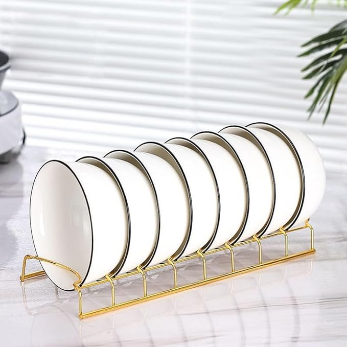 Small Bowl Drainer,Stainless Steel Bowl Drying Rack for Kitchen Counter Organizer Storage, Storage Shelf, Chrome (1 Dish Rack and 1 Bowl Rack(Gold))