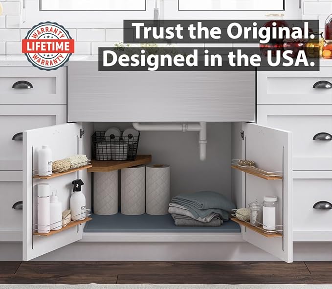 BASIN - Heavy Duty Under Sink Mat - The Original Silicone Under Sink Mats for Kitchen Waterproof - Under Sink Tray for Kitchen Waterproof - Under Sink Cover Kitchen Cabinet Liner Gray 34.25x22