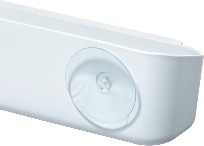 iDesign Suction Kitchen Sink Caddy Sponge Holder with Dishcloth Bar - White