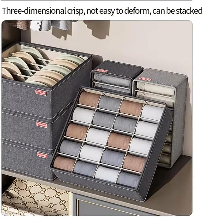 | Set of 3 Foldable Fabric Storage Boxes | Closet Organizers in Small, Medium, and Large Sizes | Perfect for Clothes, Underwear, Socks, and Pants