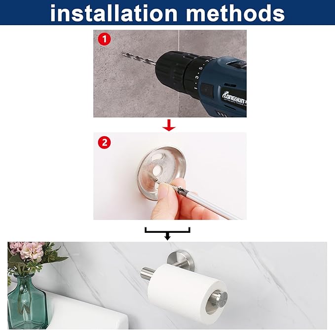 NearMoon Bathroom Toilet Paper Holder, Premium SUS304 Stainless Steel Rustproof Wall Mounted Toilet Roll Holder for Bathroom, Kitchen (2 Pack, Brushed Nickel)