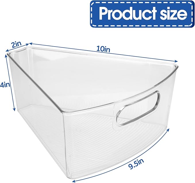 URALFA Lazy Susan Organizer Bins, Corner Cabinet Clear Turntable Organizer, Plastic Corner Kitchen Storage Bins for 26"- 28" Diameter Cabinet Lazy Susan, 1/8 Wedge-BPA Free, 8 Pack