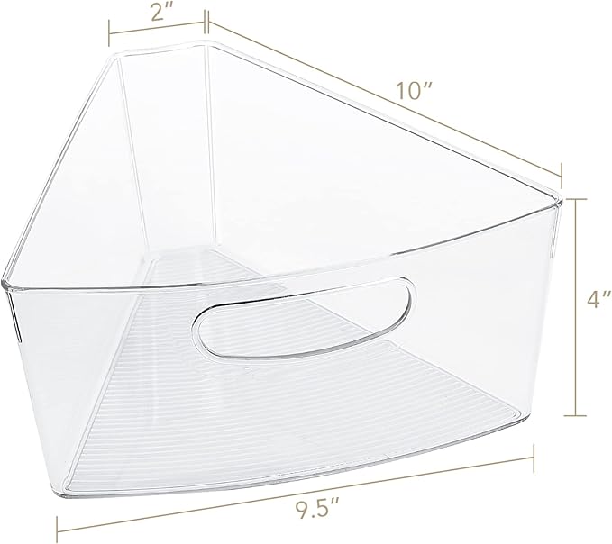 URALFA Lazy Susan Organizer Bins, Corner Cabinet Clear Turntable Organizer, Plastic Corner Kitchen Storage Bins for 26"- 28" Diameter Corner Cabinet Lazy Susan, 1/8 Wedge-BPA Free, 6 Pack