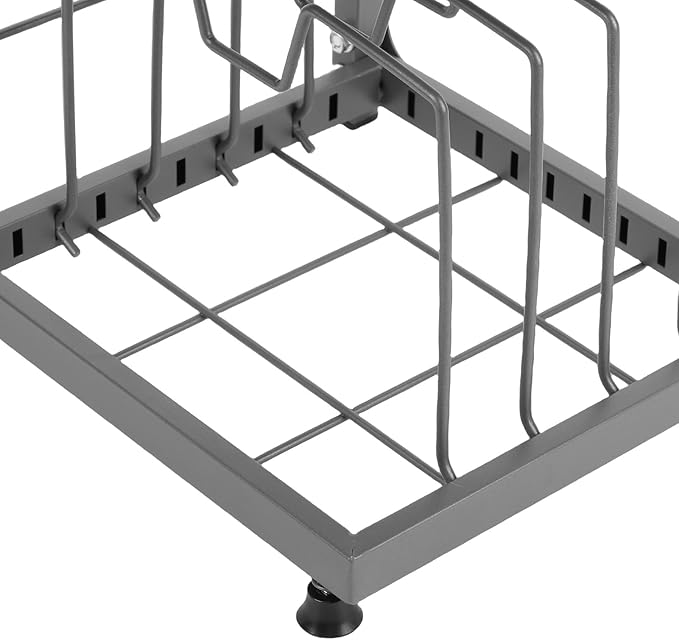 Pssopp Adjustable 4 Tier Pot Organizer, Carbon Steel Under Cabinet Pot Cookware Storage Rack for Pans Lids Kitchen Utensil