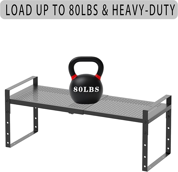 Expandable 16.5-27" W Metal Storage Rack, Shoe Rack with Borders. for Kitchen, Entryway, Closet or Office - Heavy-Duty Steel Construction