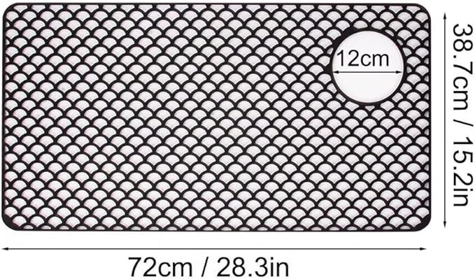 SEEK RARE Kitchen Sink Mat 28.3 x 15.2in Silicone Sink Mat Non Slip Sink Protector for Farmhouse Kitchen Black B