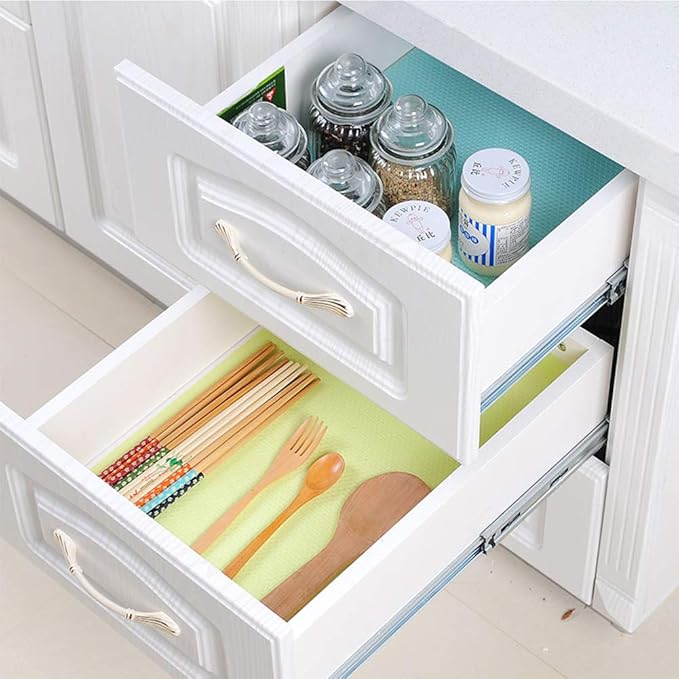 Winshall 10 Pack Refrigerator Mats, Washable Fridge Liners - Easy to Clean, Non-Slip, BPA-Free, Colorful, EVA Material, Slip Resistant Refrigerator Shelf Liners & Drawer Liner