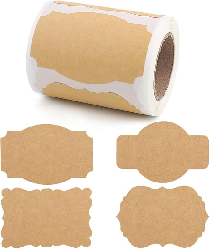 SallyFashion 200pc Gift Tags for Presents, Kraft Label Stickers, Writable Gift Tag Stickers, 3x2 Inch Canning Labels for Mason Jars, All-Purpose Self-Adhesive Handmad for Bottles, Canning Supplies,
