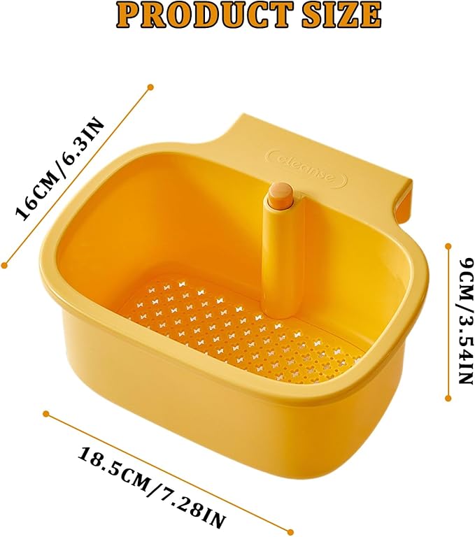 Kitchen Sink Drain Strainer Basket - Hanging Sink Drain Basket with One-Touch Drain Mesh, Kitchen Sink Food Catcher Basket Storage Organizer (Yellow)