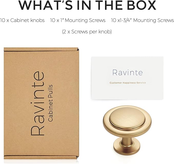 Ravinte 10 Pack Champagne Bronze Cabinet Pulls 1-1/4 inch Kitchen Cabinet Knobs Drawer Knobs Dresser Handles Drawer Pulls Door Dresser Handles