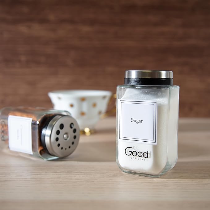 240 Reusable Spice Jar Labels- 1.5" Square Waterproof, No-Residue Stickers, Easy-to-Read Font - 200 Preprinted + 40 Blank -Fits Most Spice Jars & Shakers-Organize Your Pantry for Easier Easter Cooking